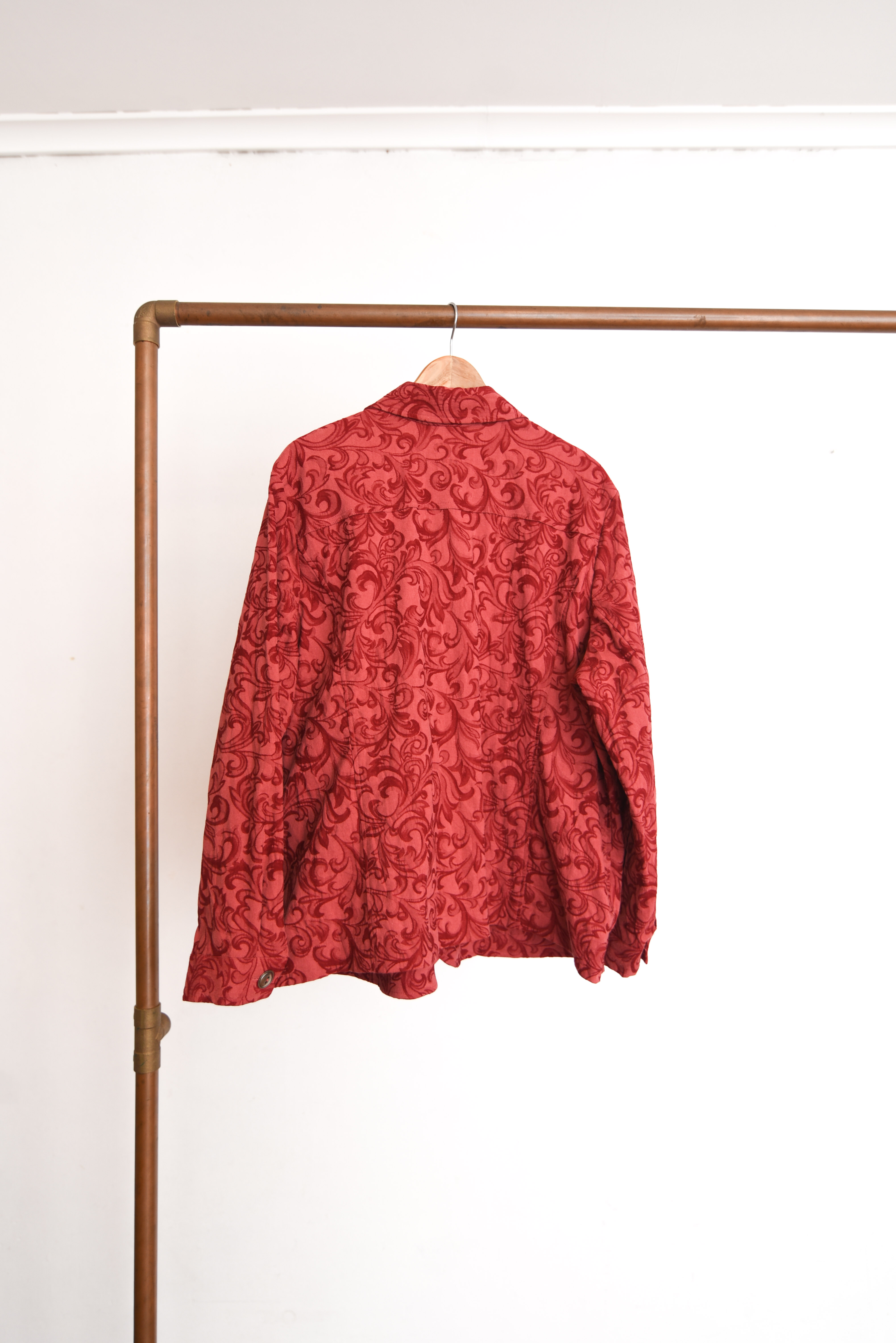Chaqueta rojo coral brocato vntg