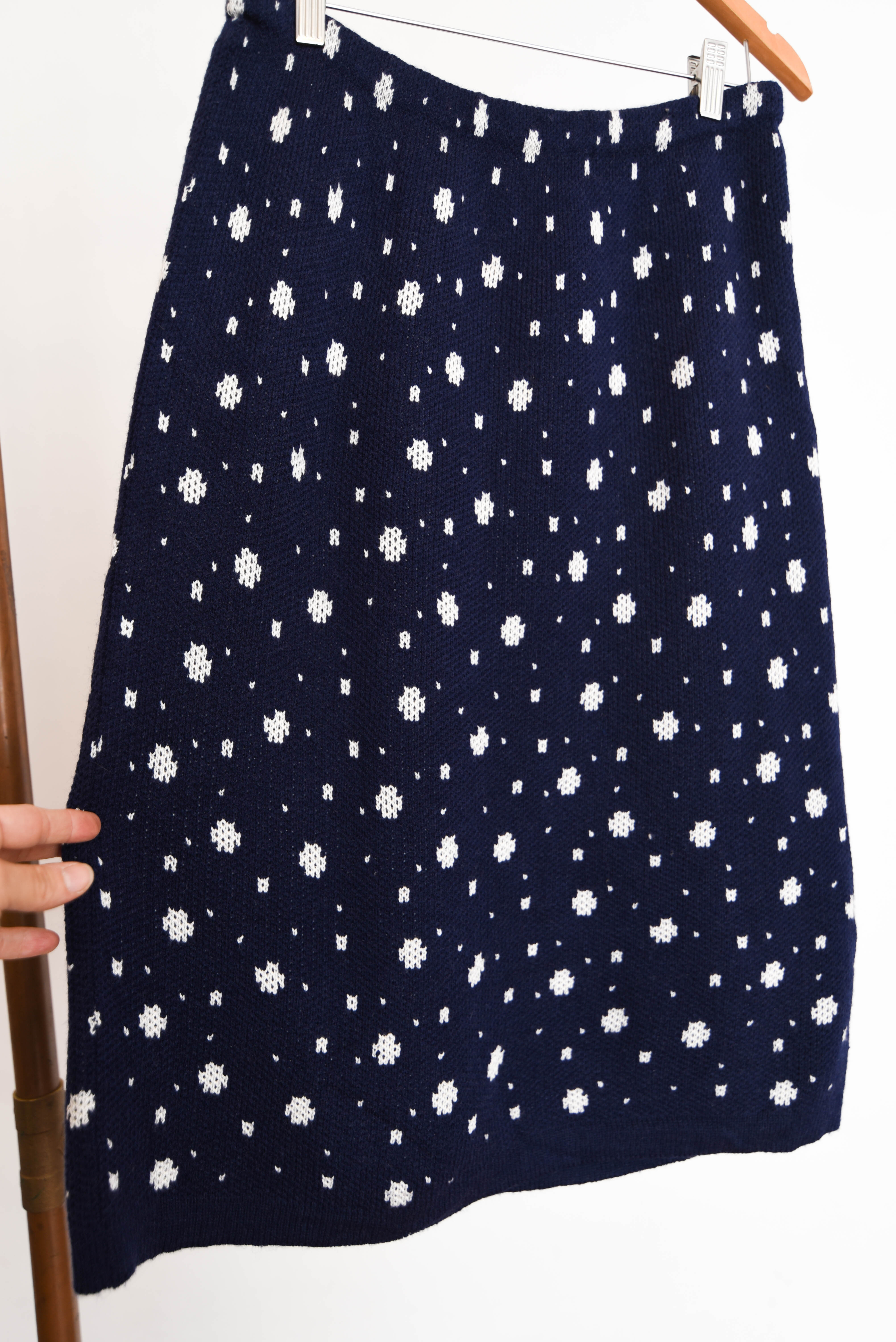 Falda tejida navy dots 1960s
