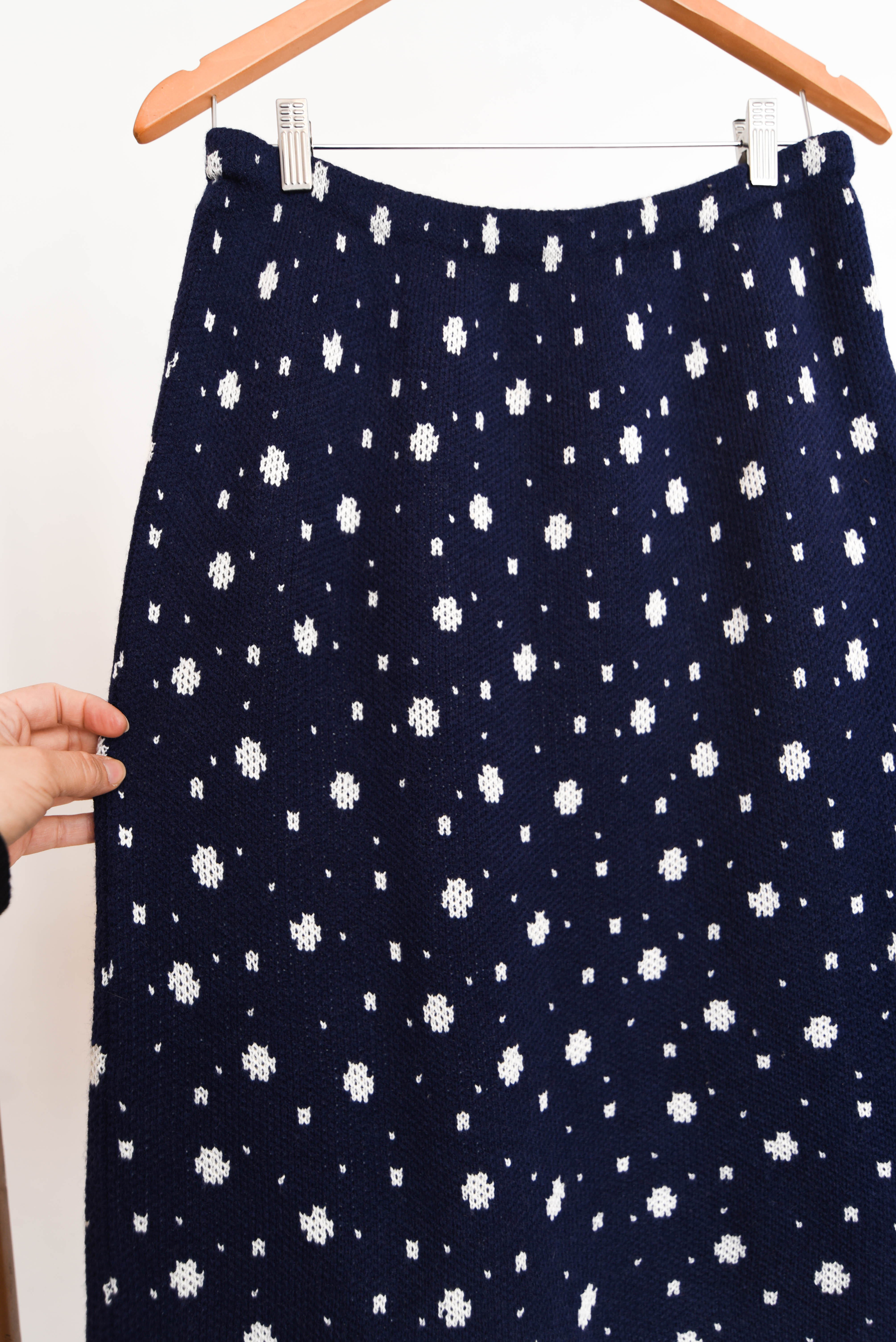 Falda tejida navy dots 1960s