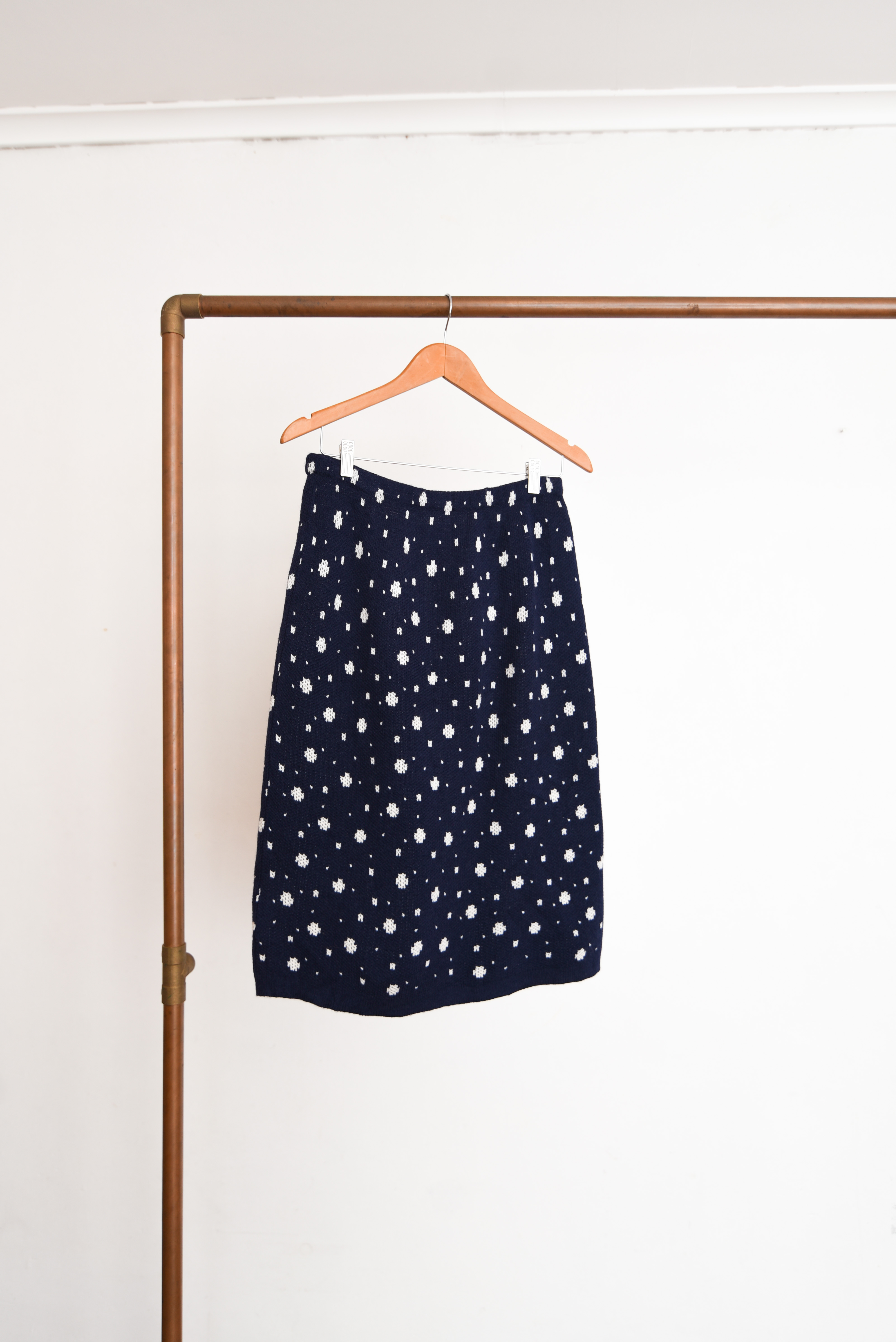 Falda tejida navy dots 1960s