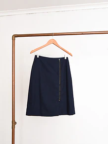 Falda azul navy lana formal