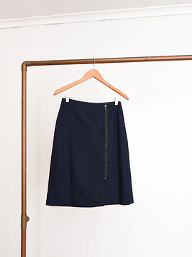 Falda azul navy lana formal