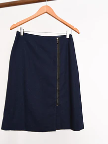 Falda azul navy lana formal