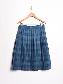 Falda celeste tartán tablas vntg wool