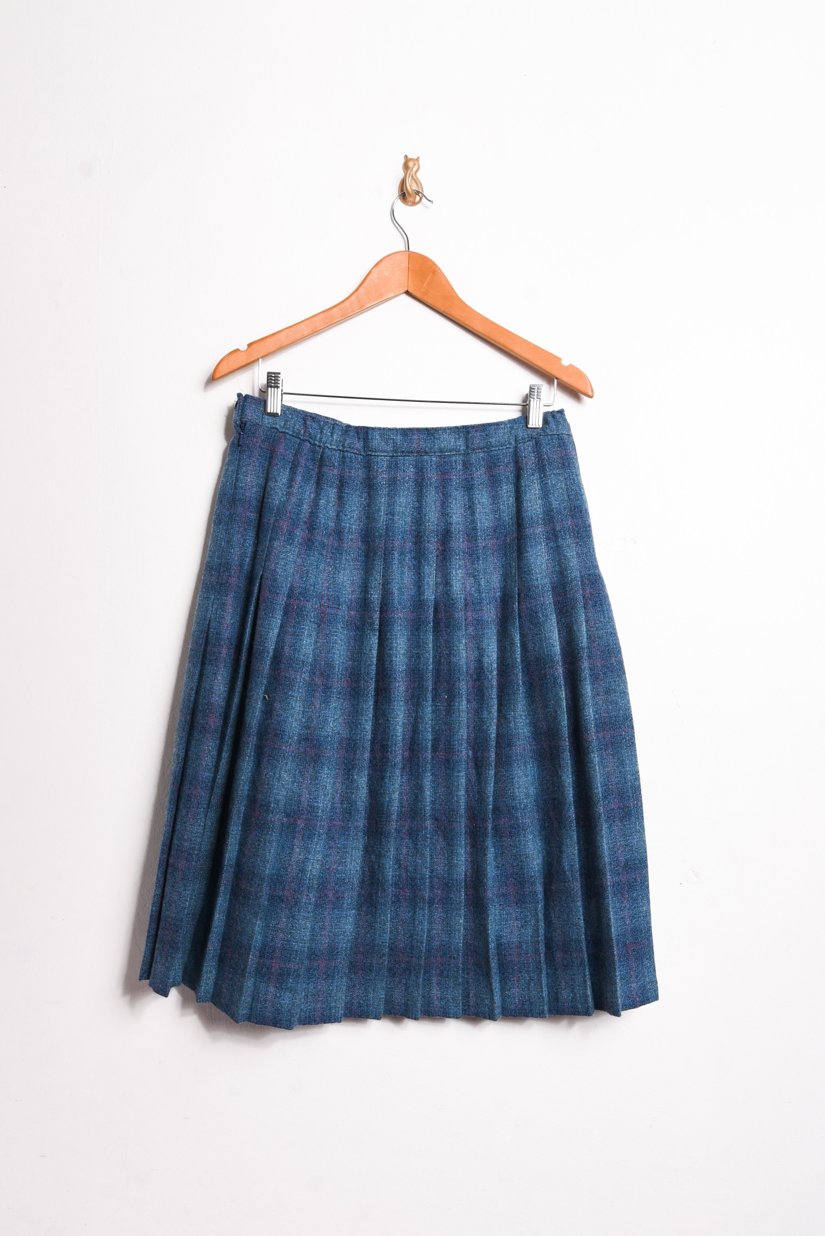 Falda celeste tartán tablas vntg wool
