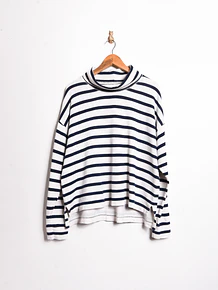 Polerón blanco rayado navy