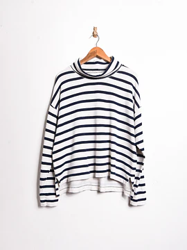 Polerón blanco rayado navy