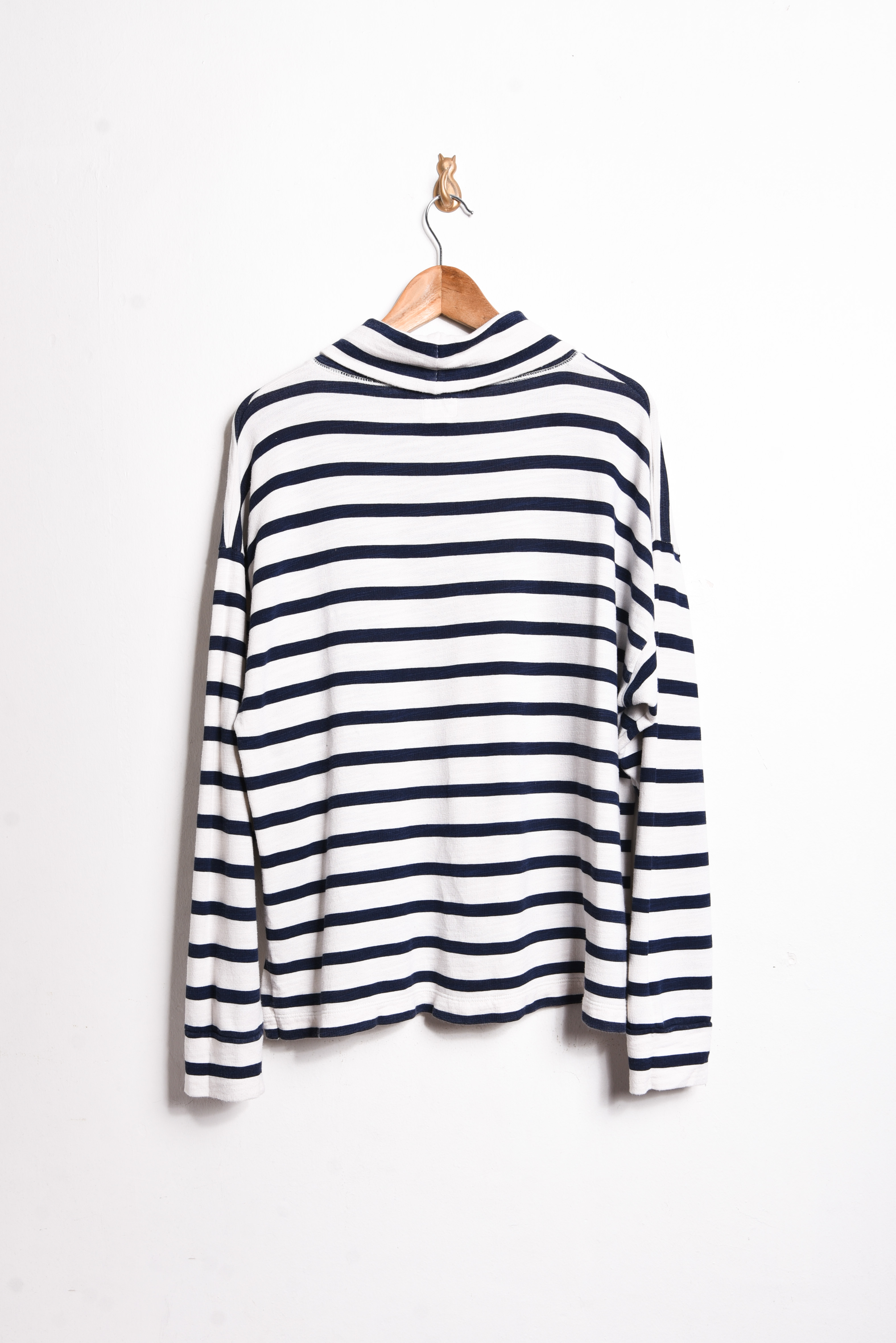 Polerón blanco rayado navy