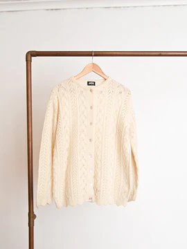 Cardigan vintage marfil calado