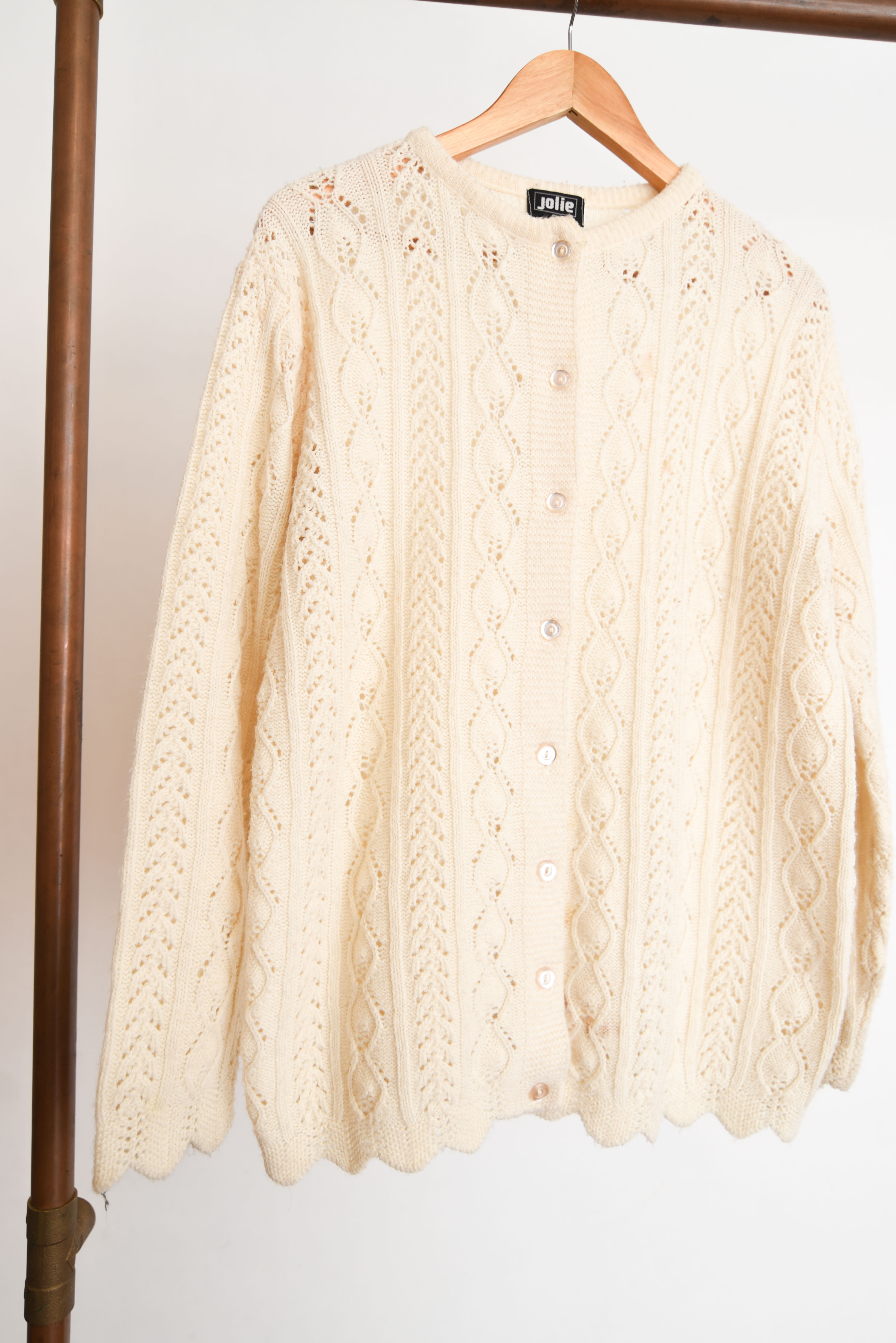 Cardigan vintage marfil calado