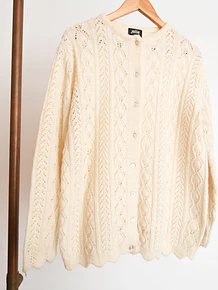 Cardigan vintage marfil calado