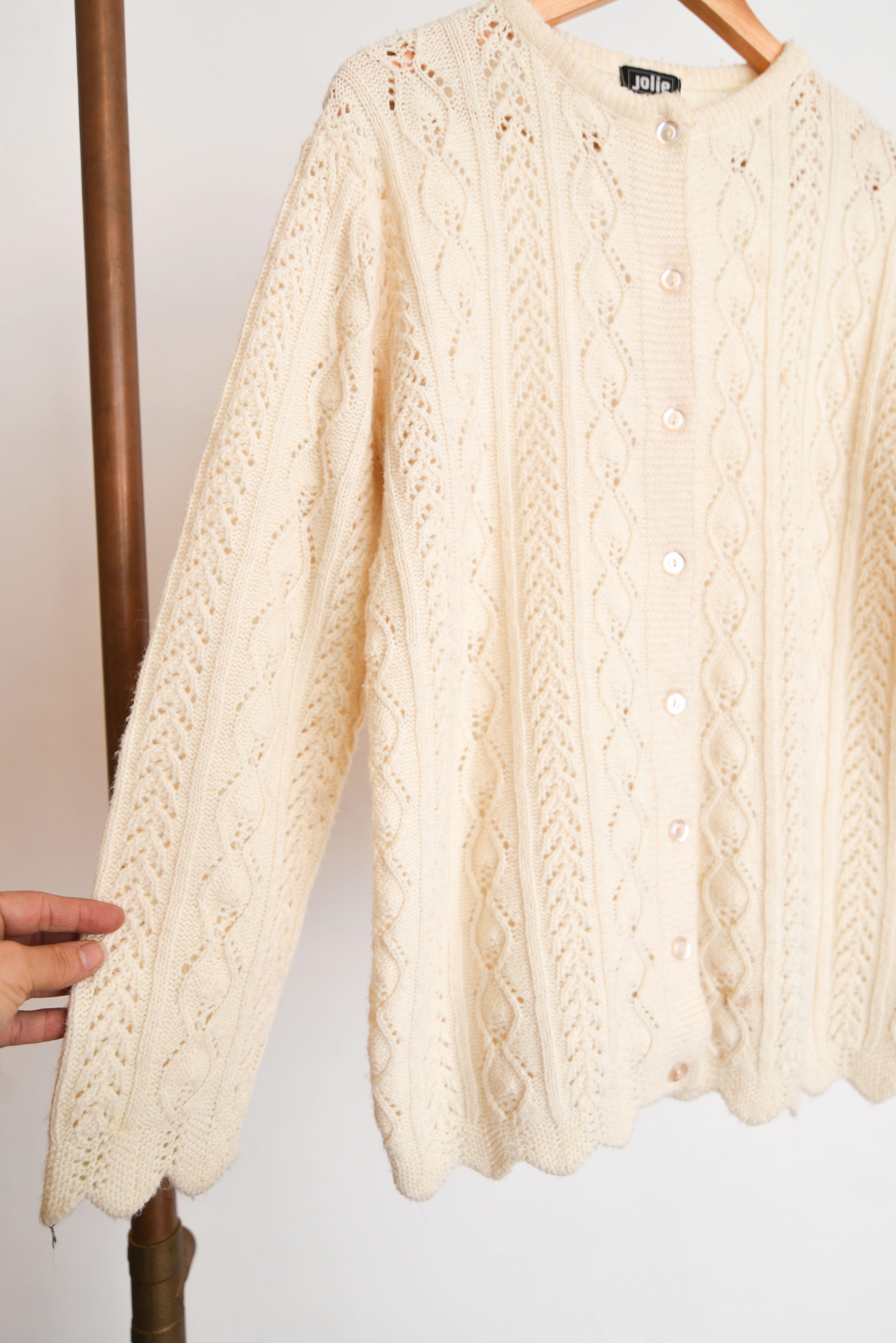 Cardigan vintage marfil calado