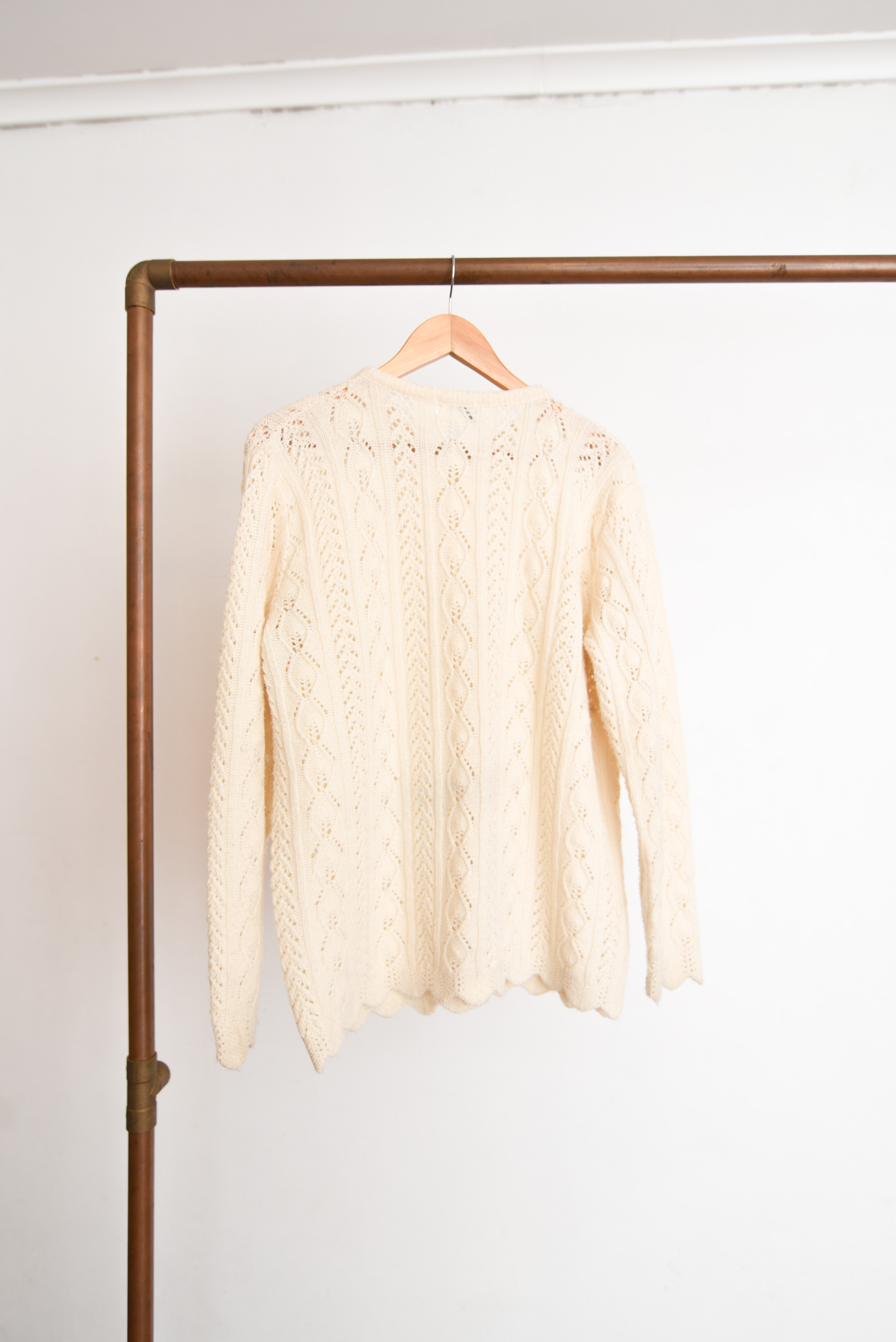 Cardigan vintage marfil calado