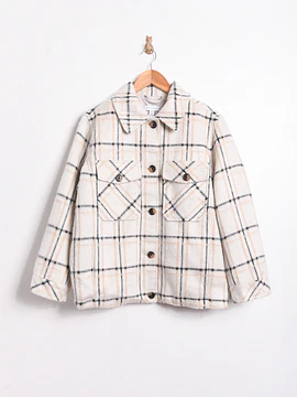 Chaqueta marfil tartán Topshop