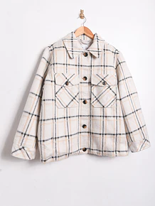 Chaqueta marfil tartán Topshop