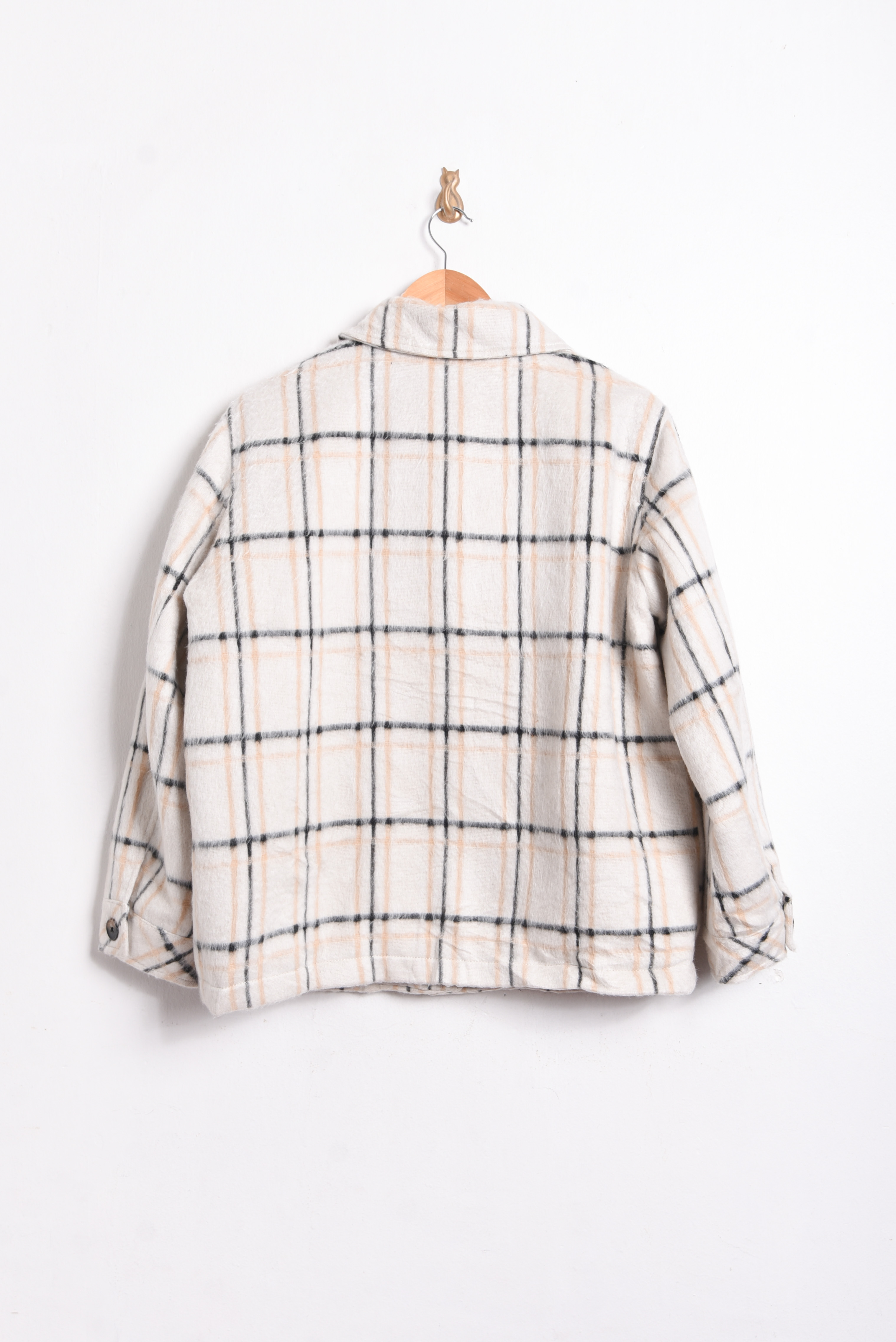 Chaqueta marfil tartán Topshop