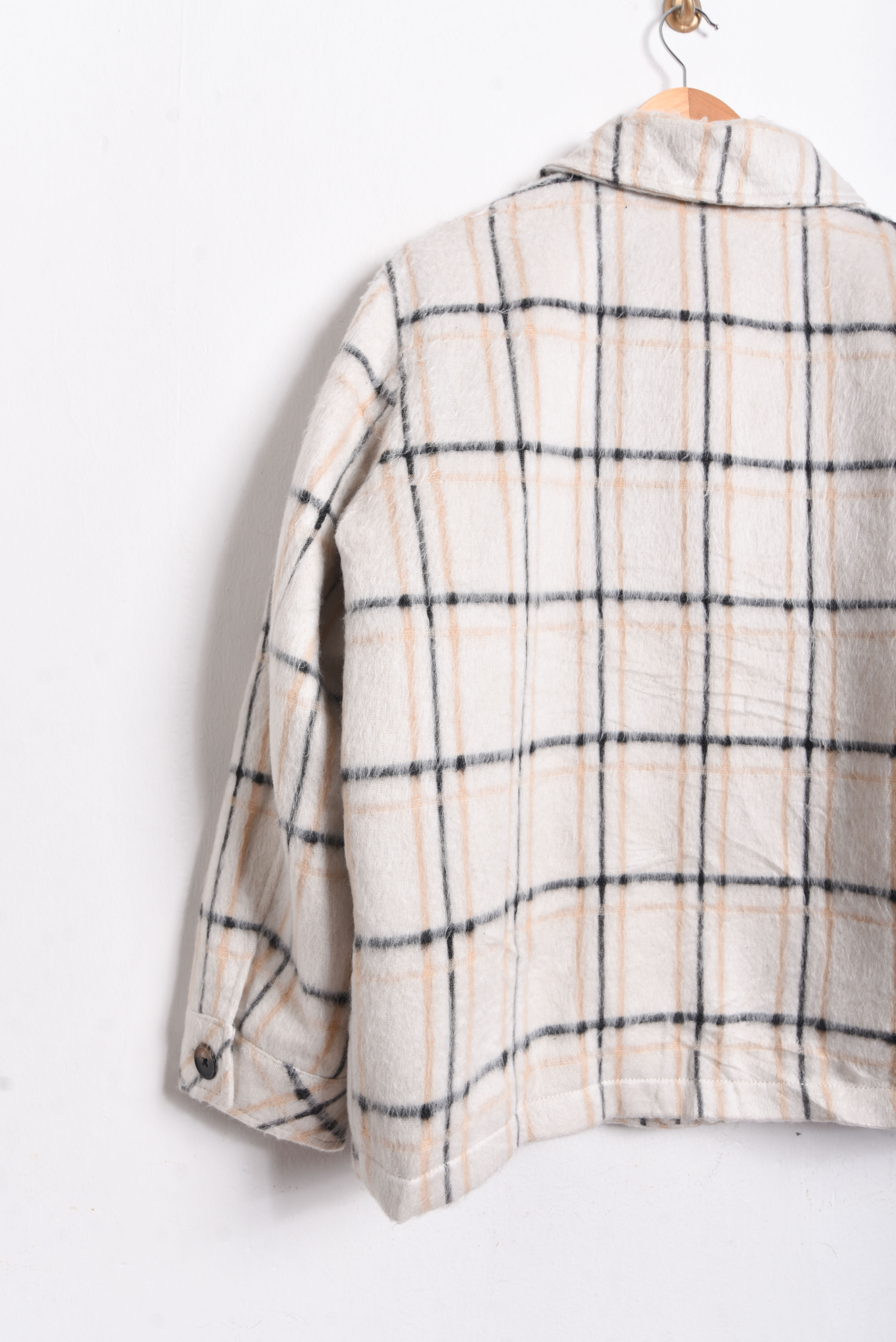 Chaqueta marfil tartán Topshop