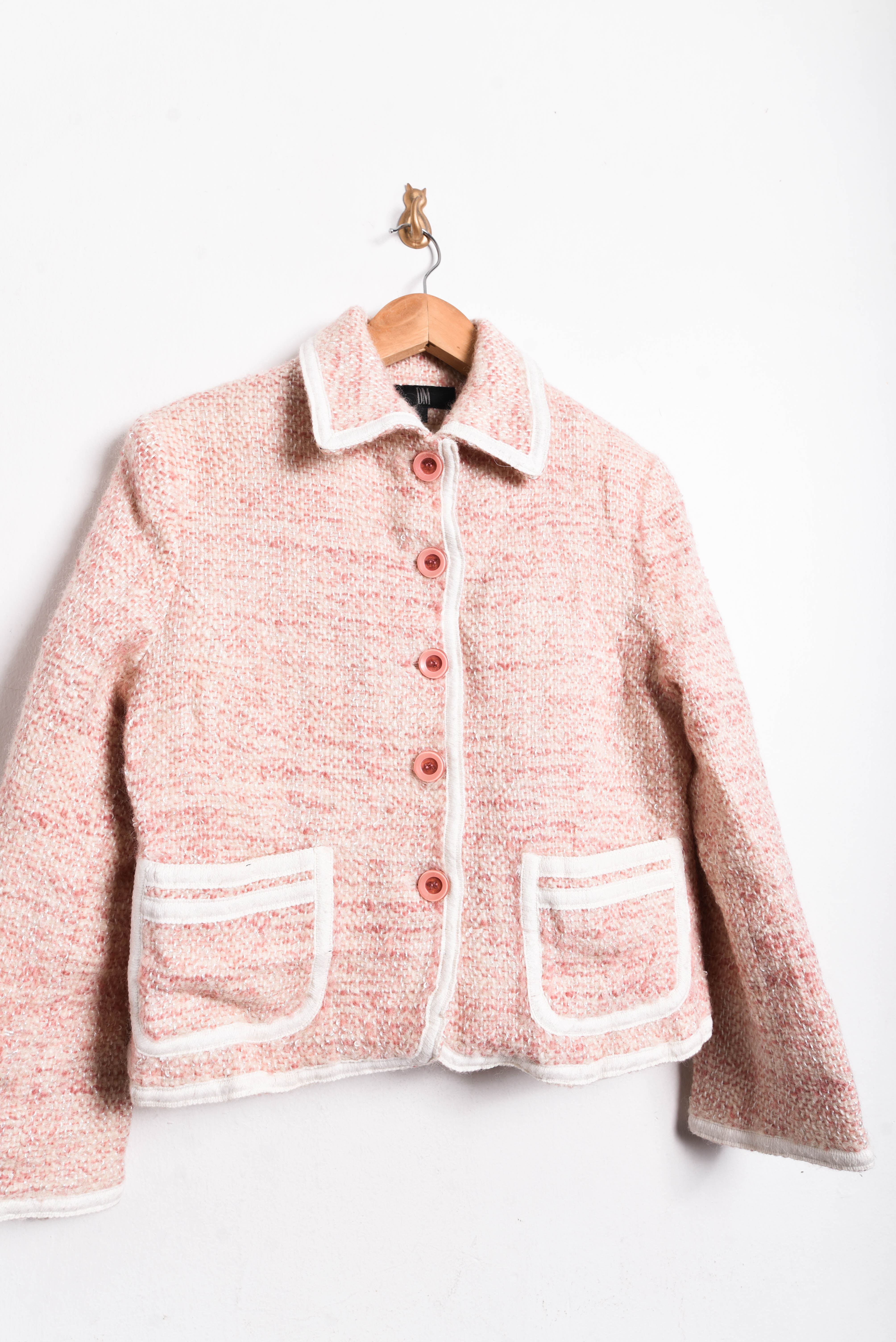 Chaqueta rosa palo tweed lana