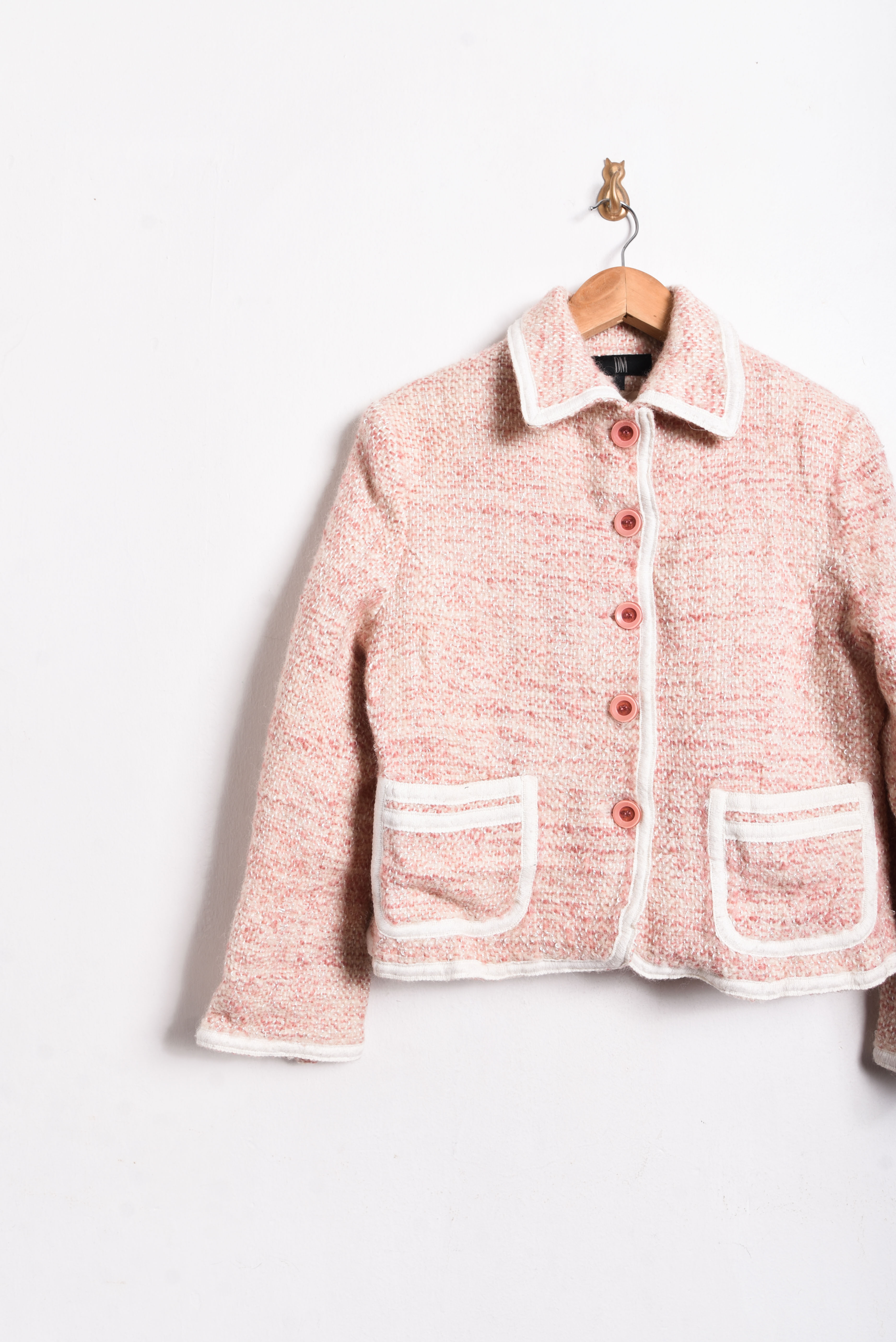 Chaqueta rosa palo tweed lana