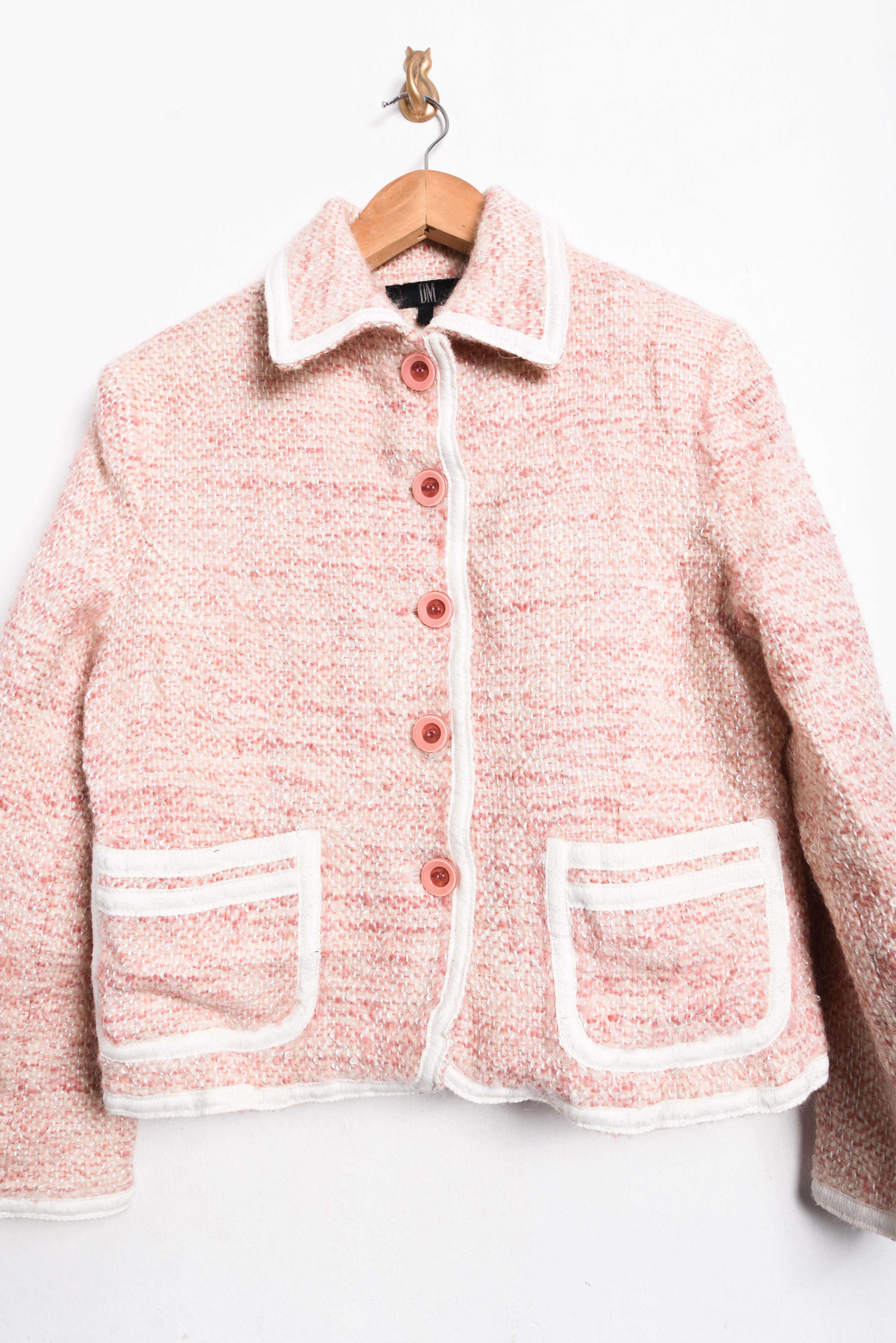 Chaqueta rosa palo tweed lana