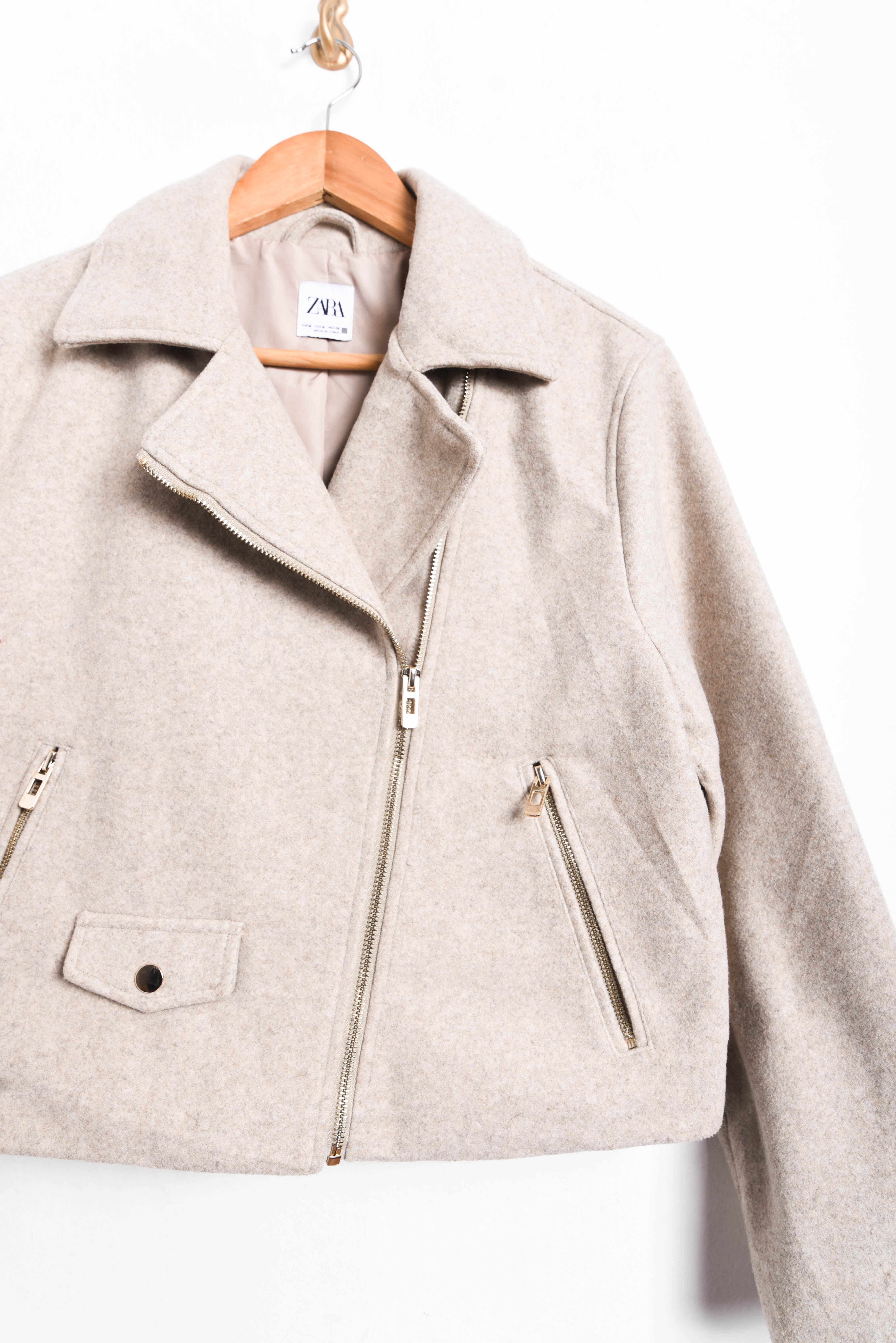 Chaqueta beige biker 