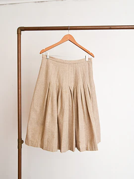 Falda beige lana vintage tablas