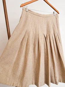 Falda beige lana vintage tablas