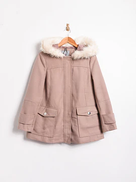 Chaqueta beige capucha furry