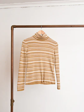 Turtleneck lana nude rayado vntg