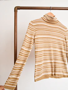 Turtleneck lana nude rayado vntg