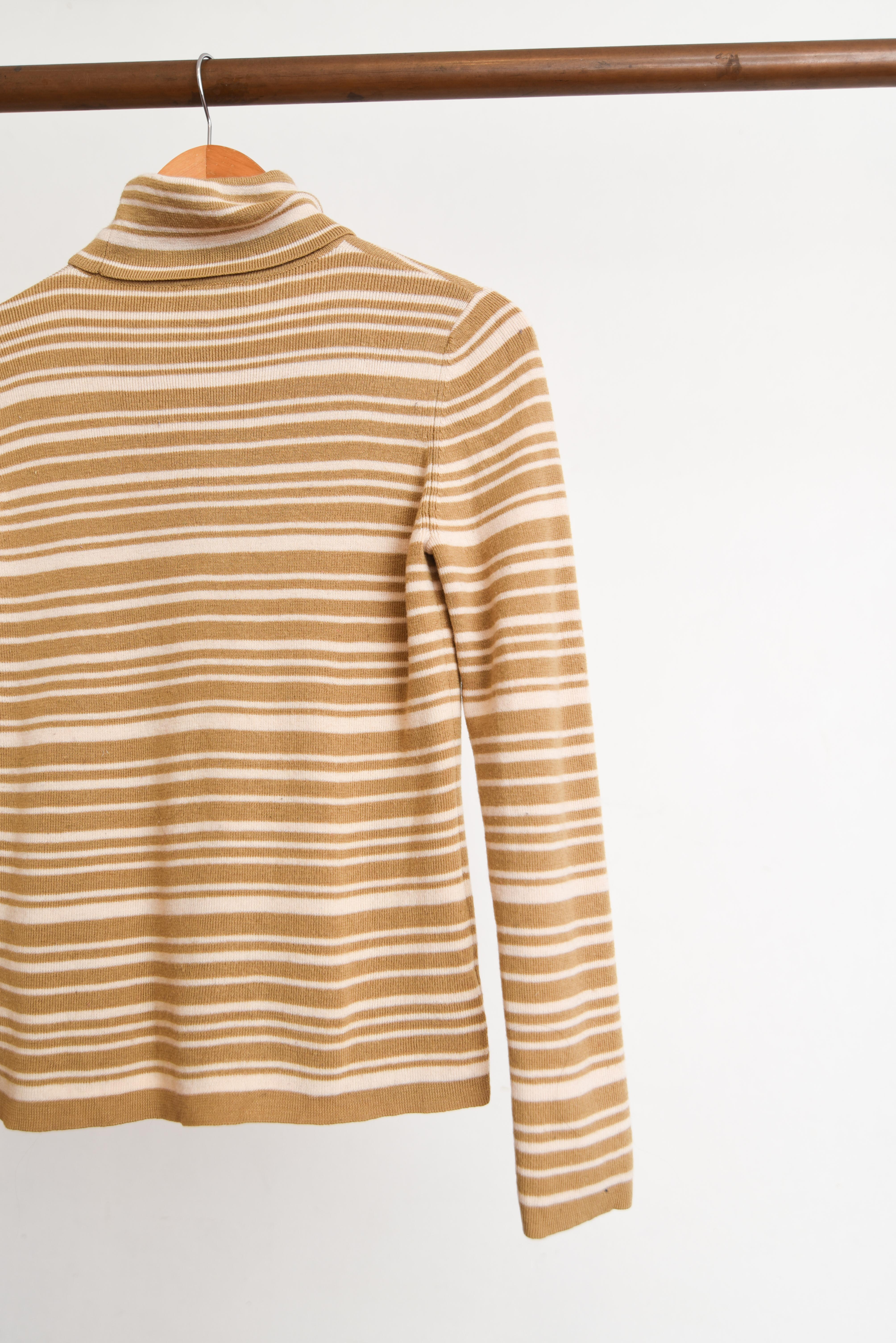 Turtleneck lana nude rayado vntg