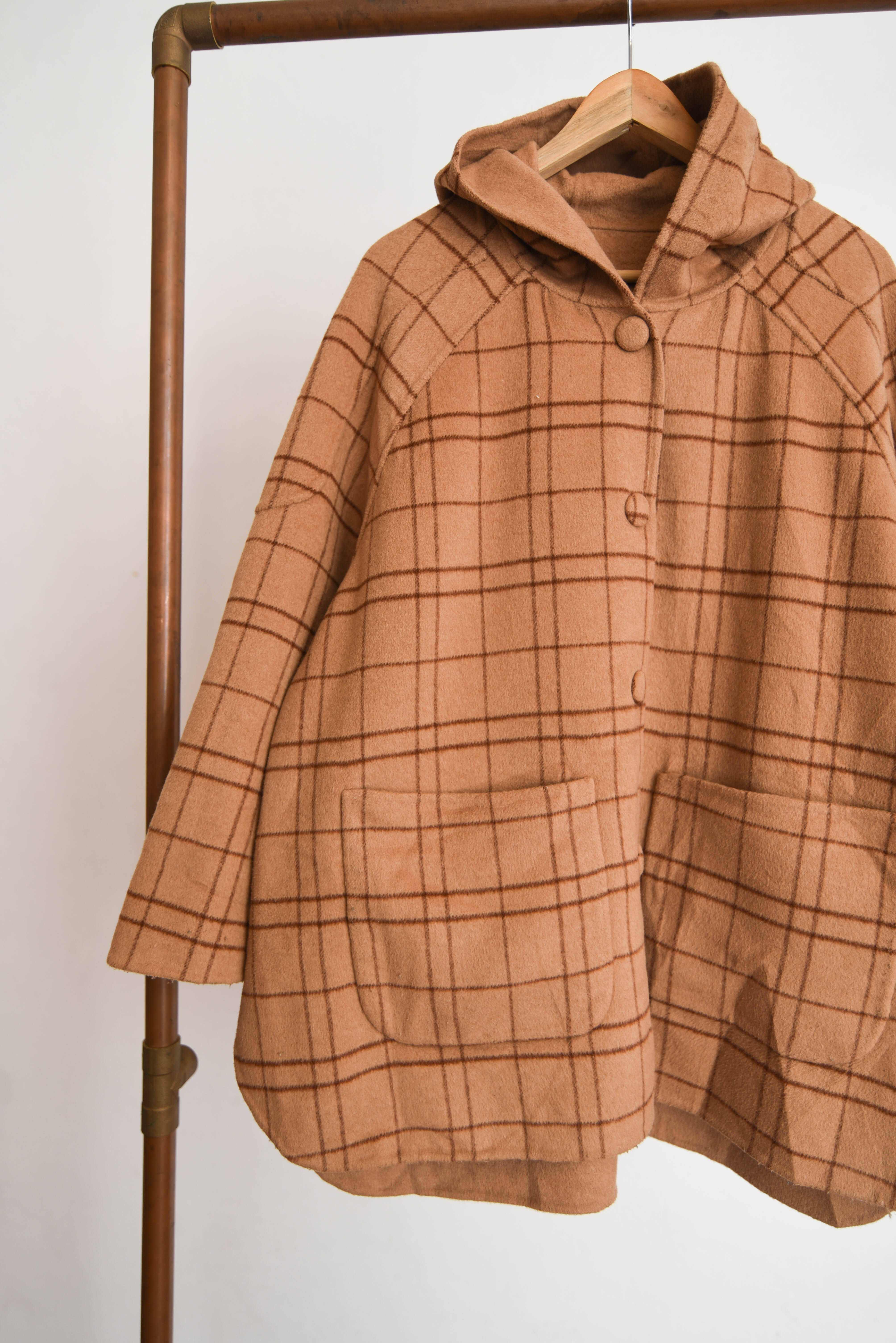 Abrigo camel tartán reversible