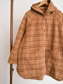 Abrigo camel tartán reversible