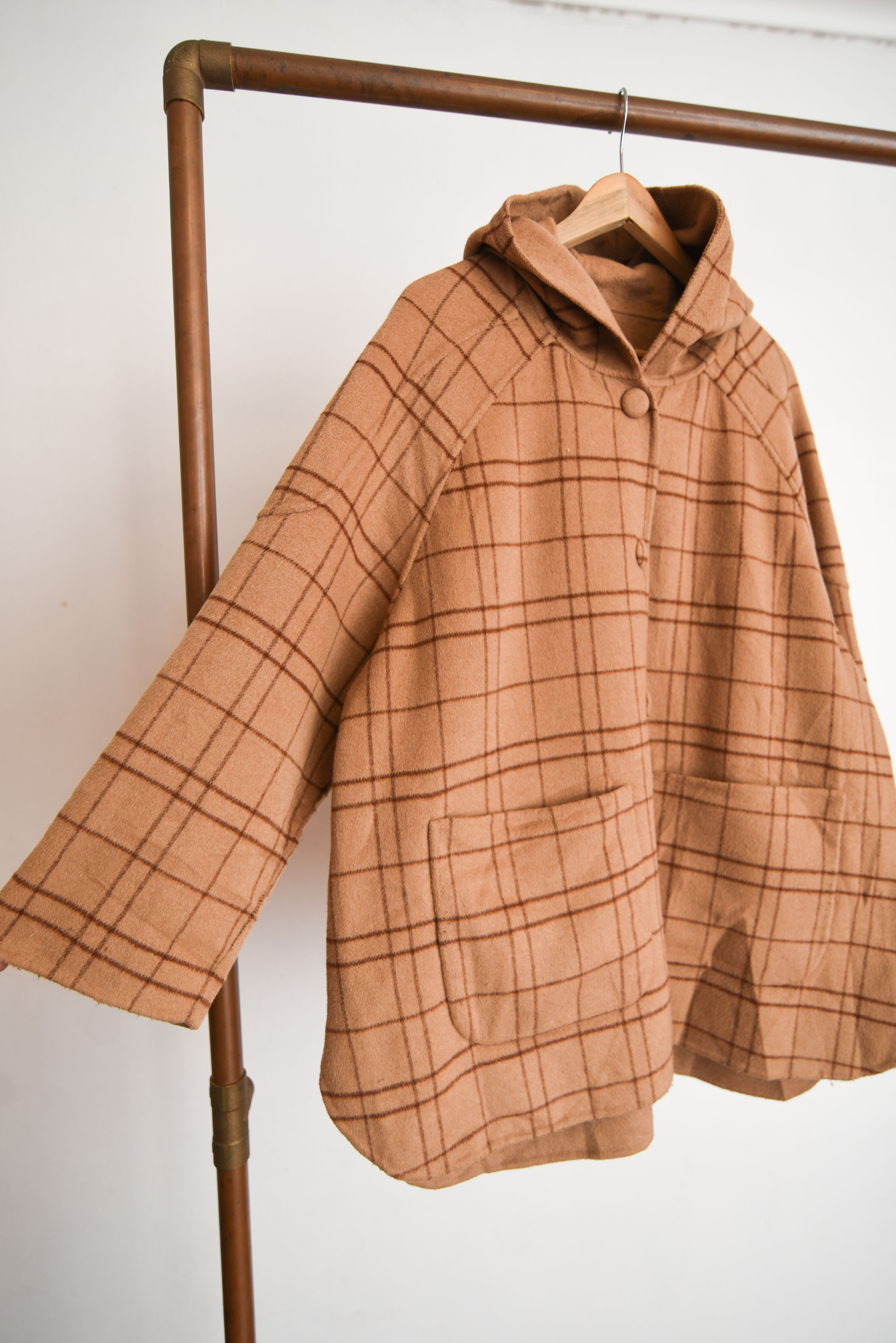 Abrigo camel tartán reversible