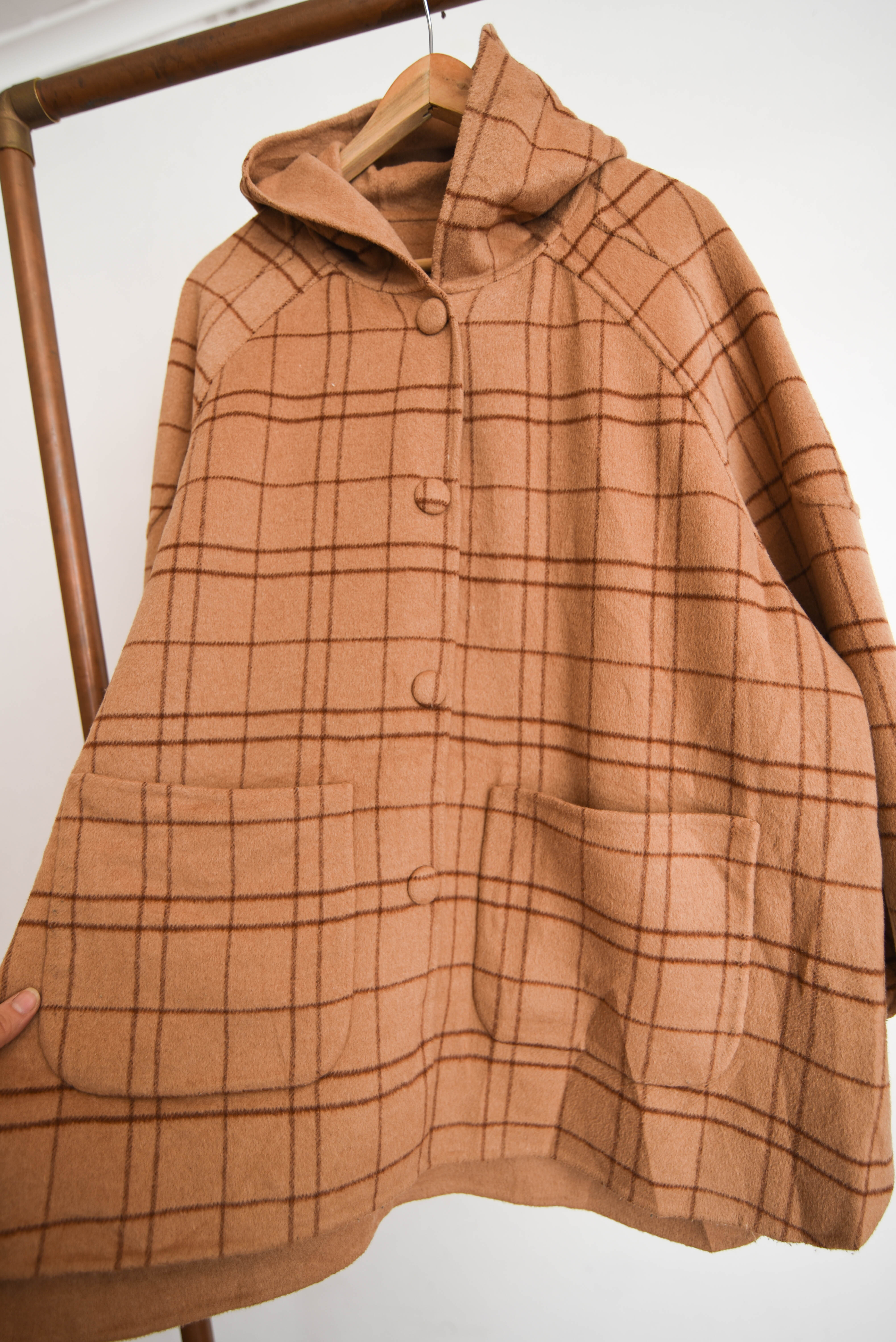 Abrigo camel tartán reversible