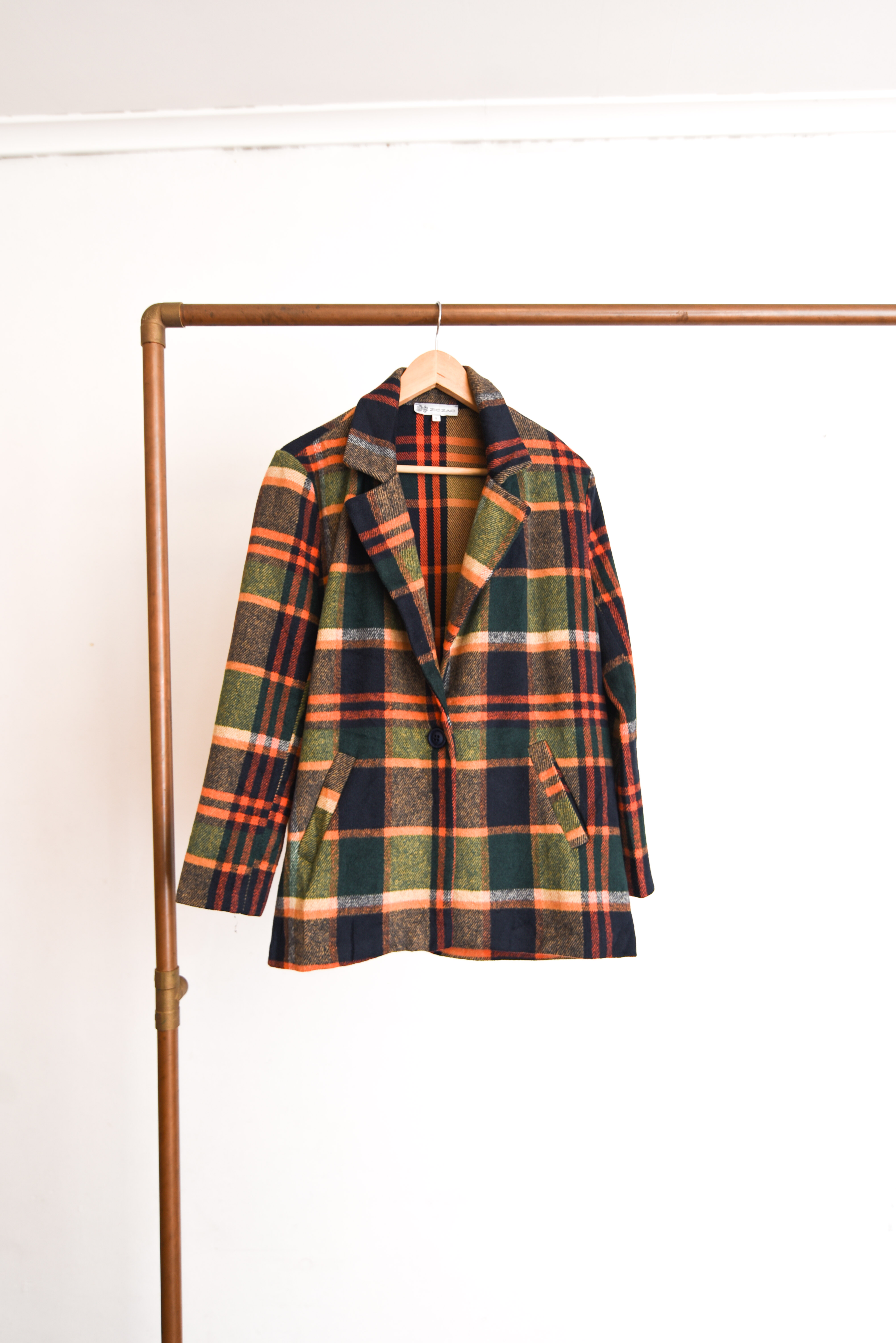 Blazer tartán azul camel