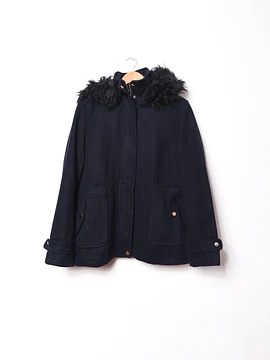Chaqueta azul navy capucha furry