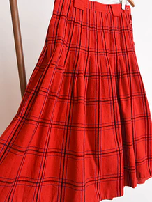 Falda roja tartán lana tablas vntg