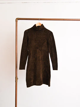Vestido 90s café chenille