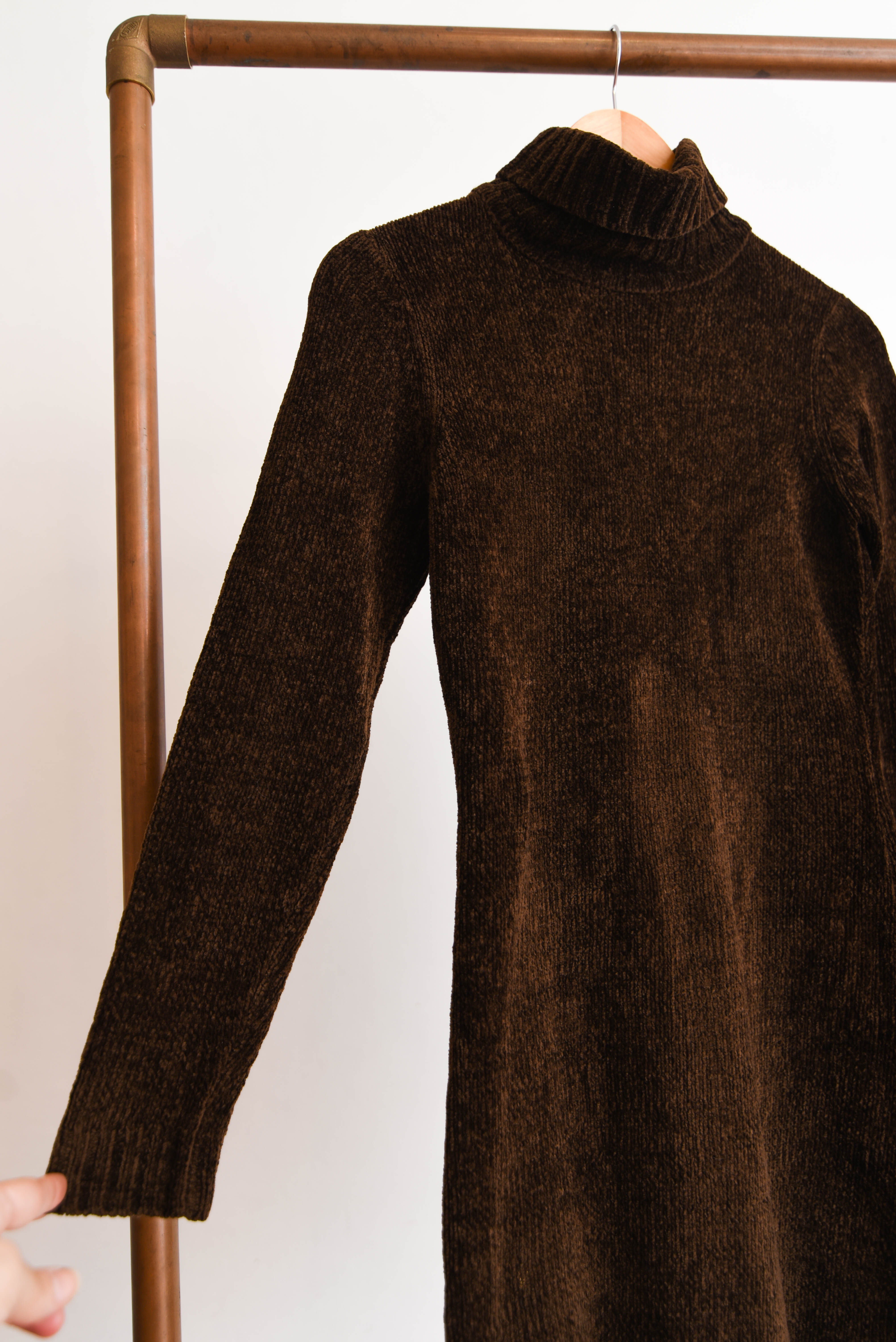 Vestido 90s café chenille