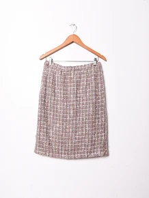 Falda gris perla cuadrillé
