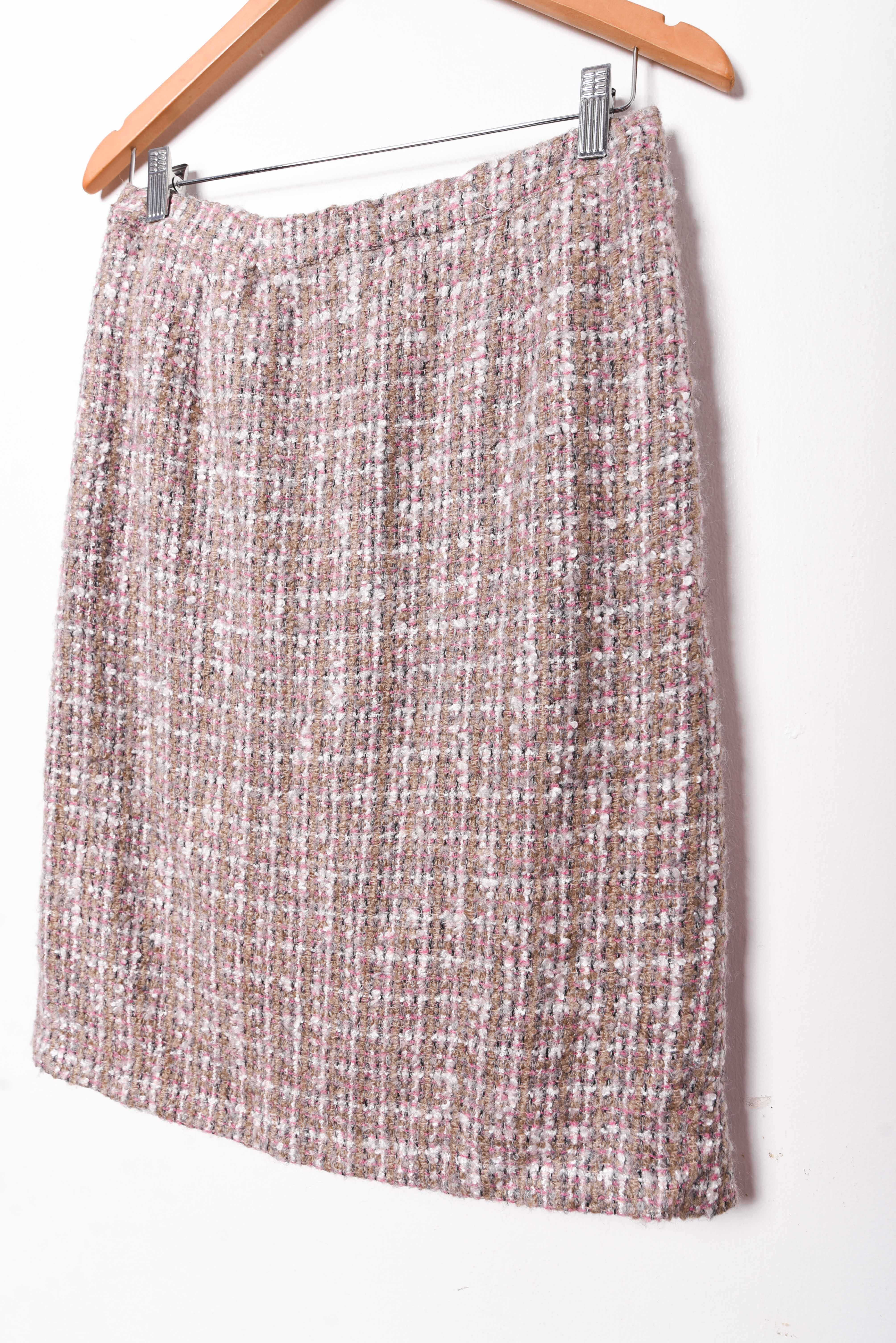 Falda gris perla cuadrillé