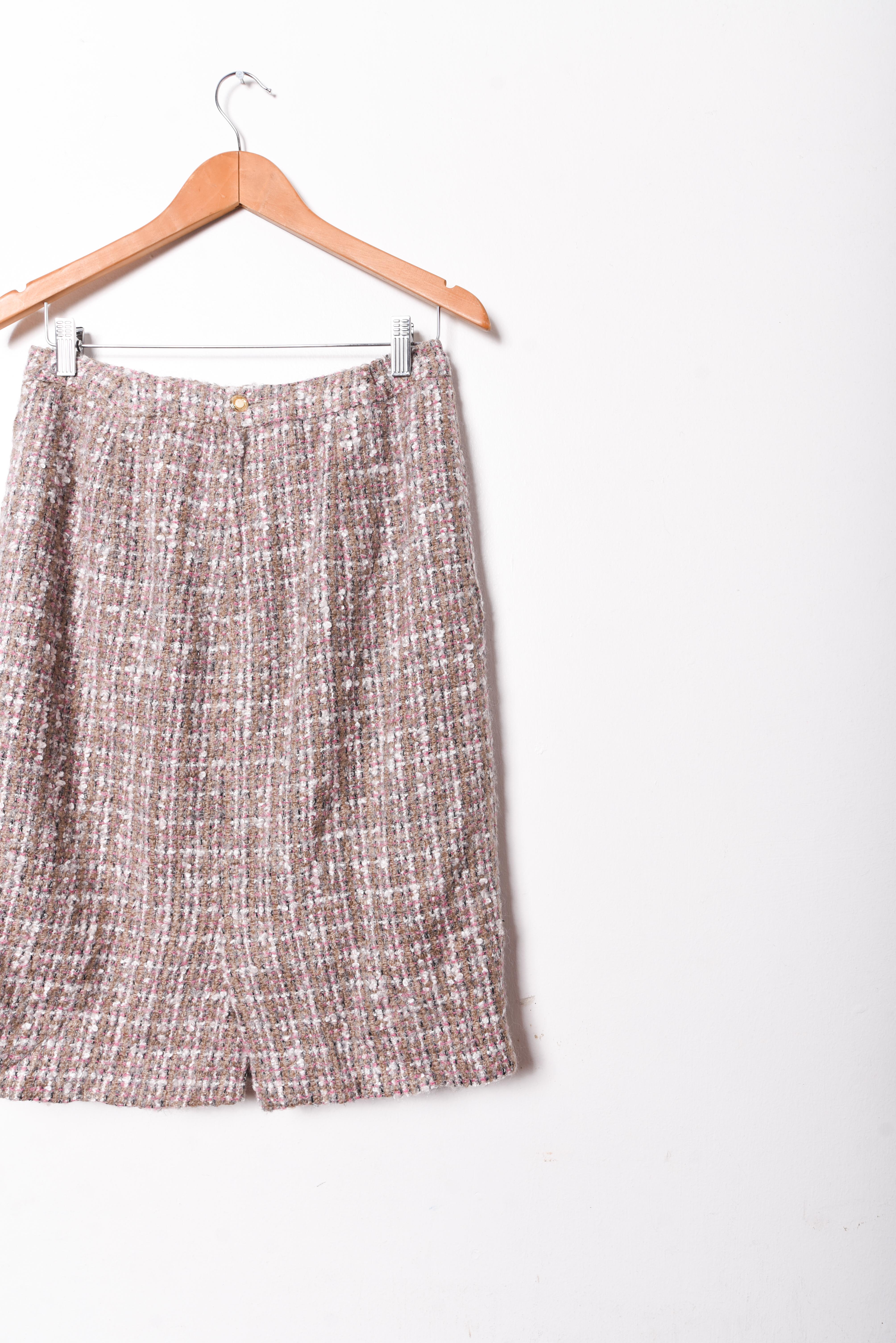 Falda gris perla cuadrillé
