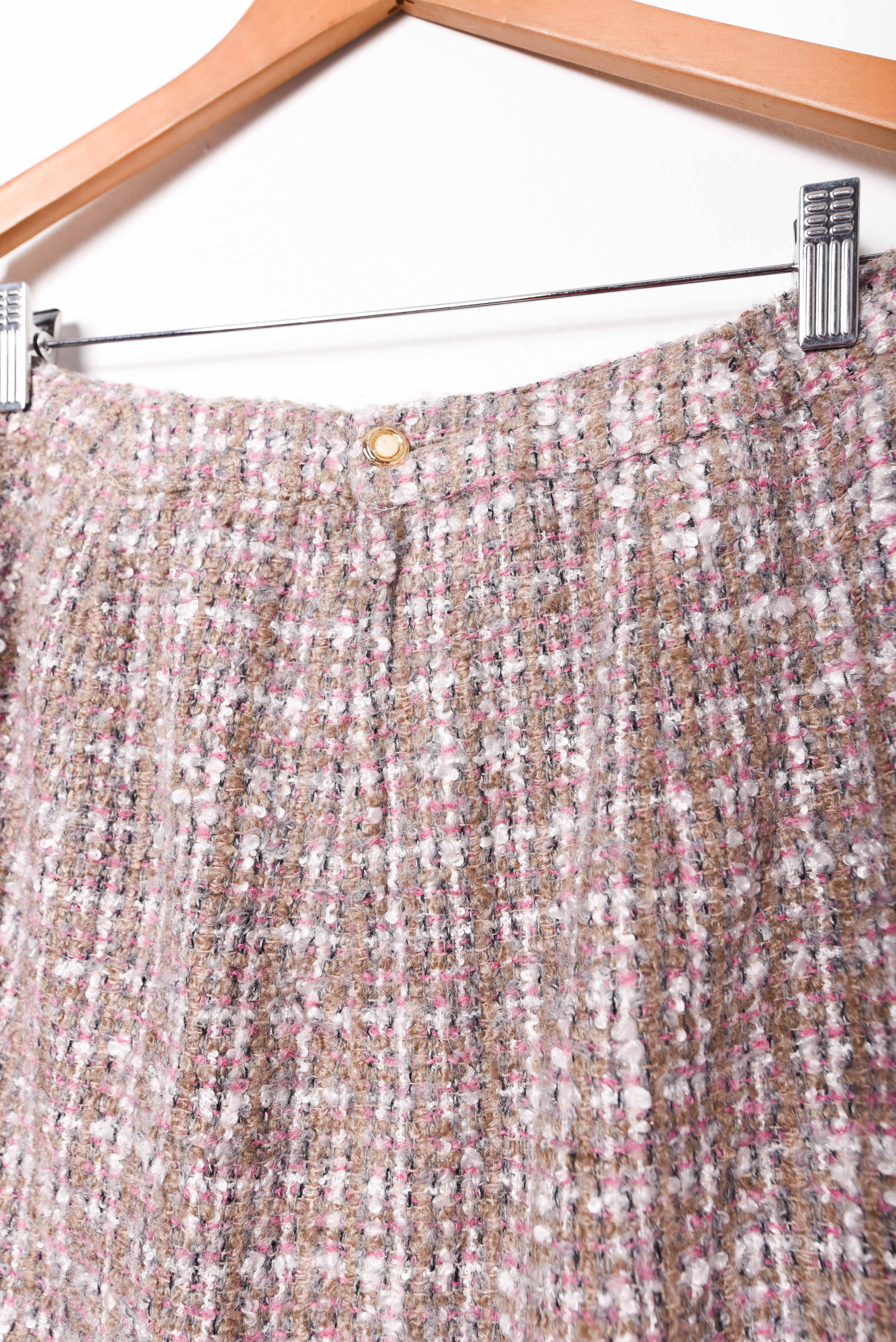 Falda gris perla cuadrillé
