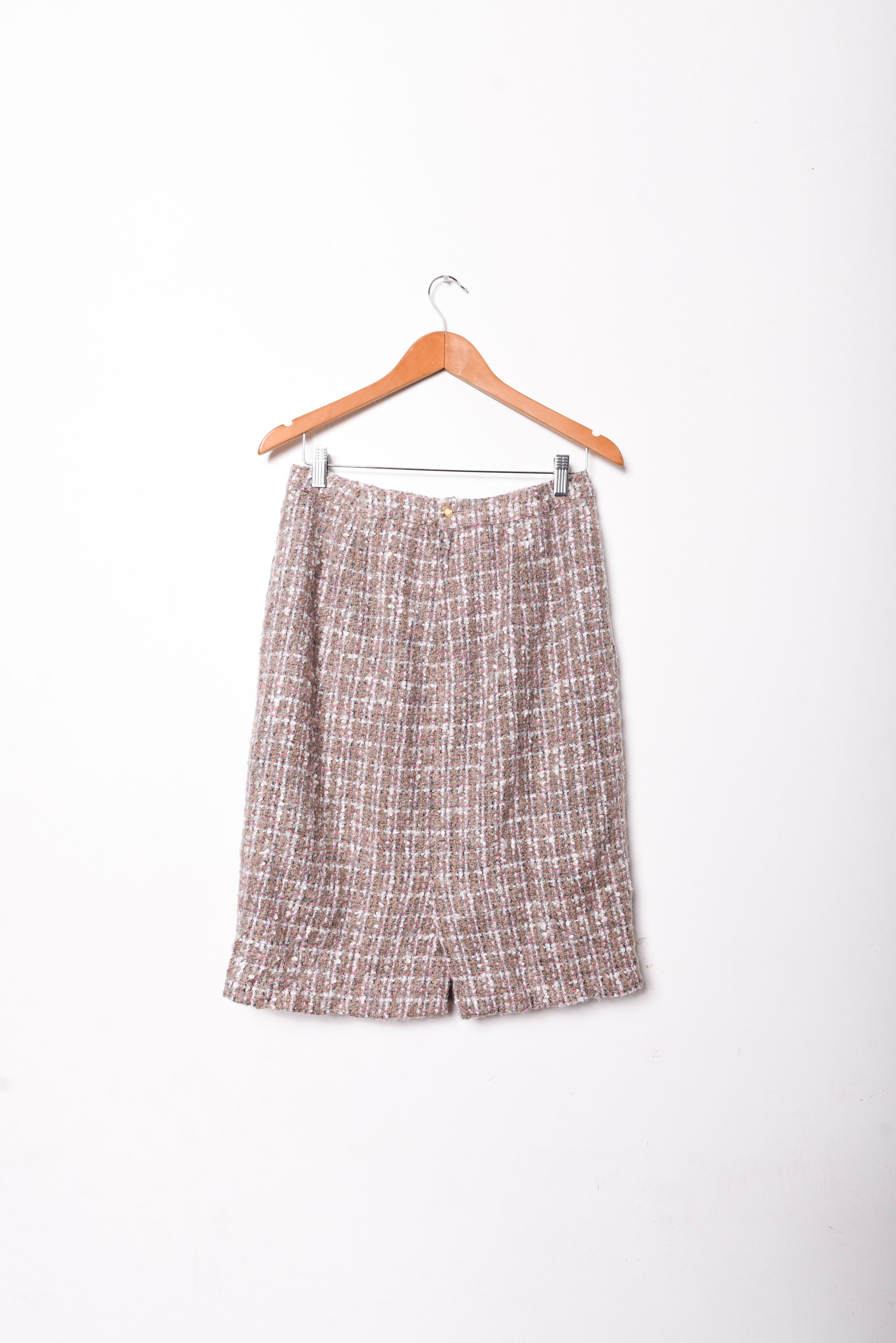 Falda gris perla cuadrillé