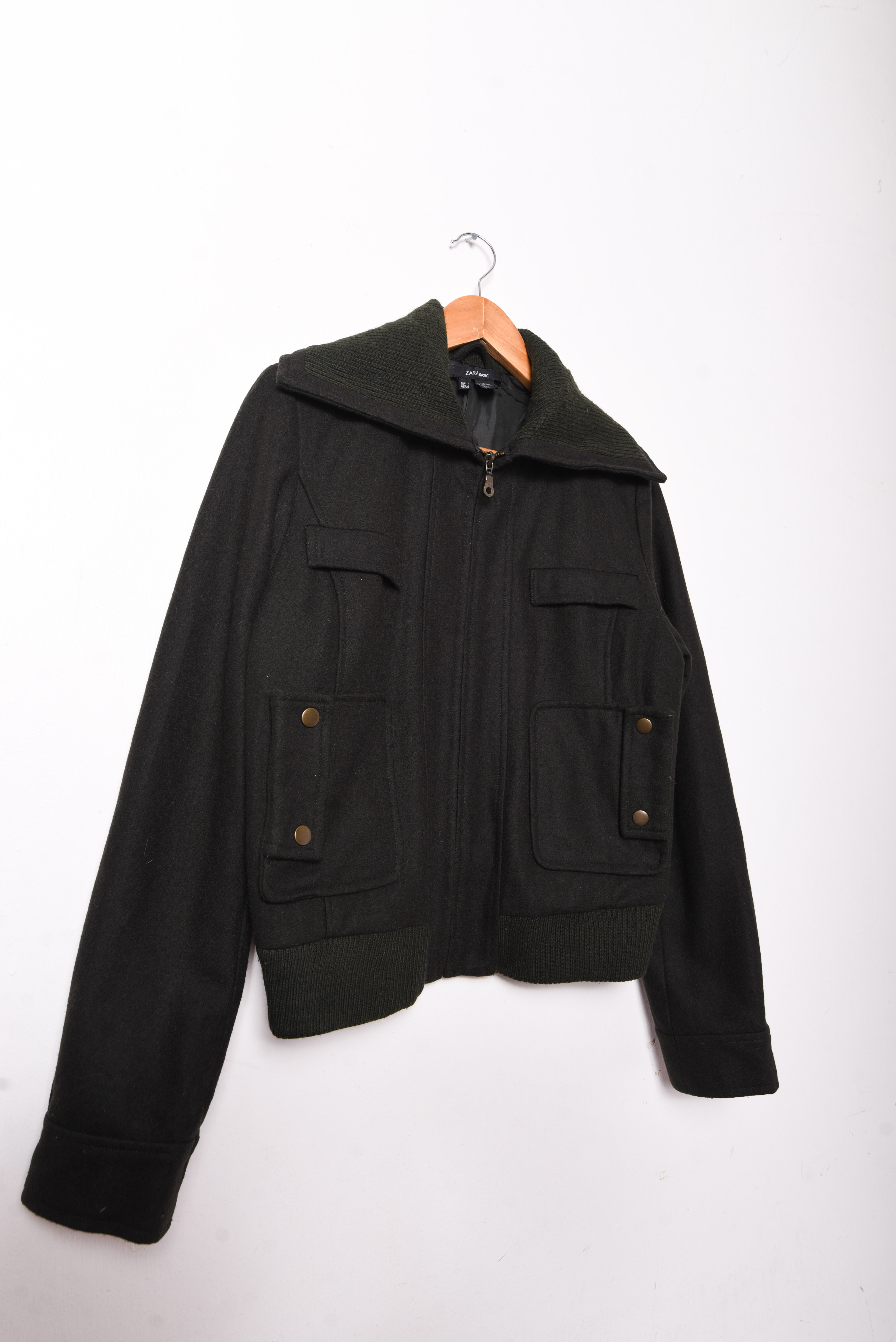 Chaqueta lana dark green