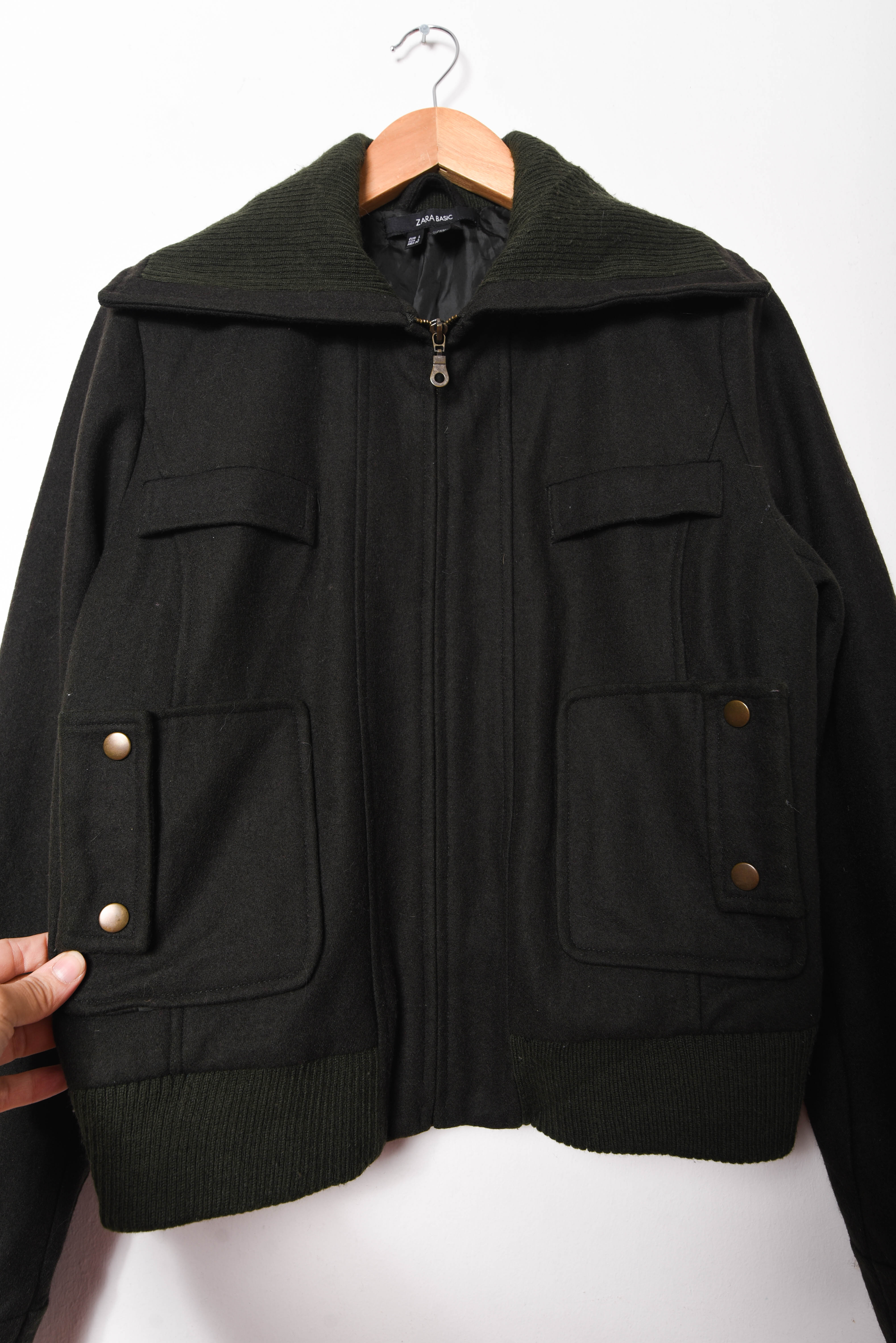 Chaqueta lana dark green