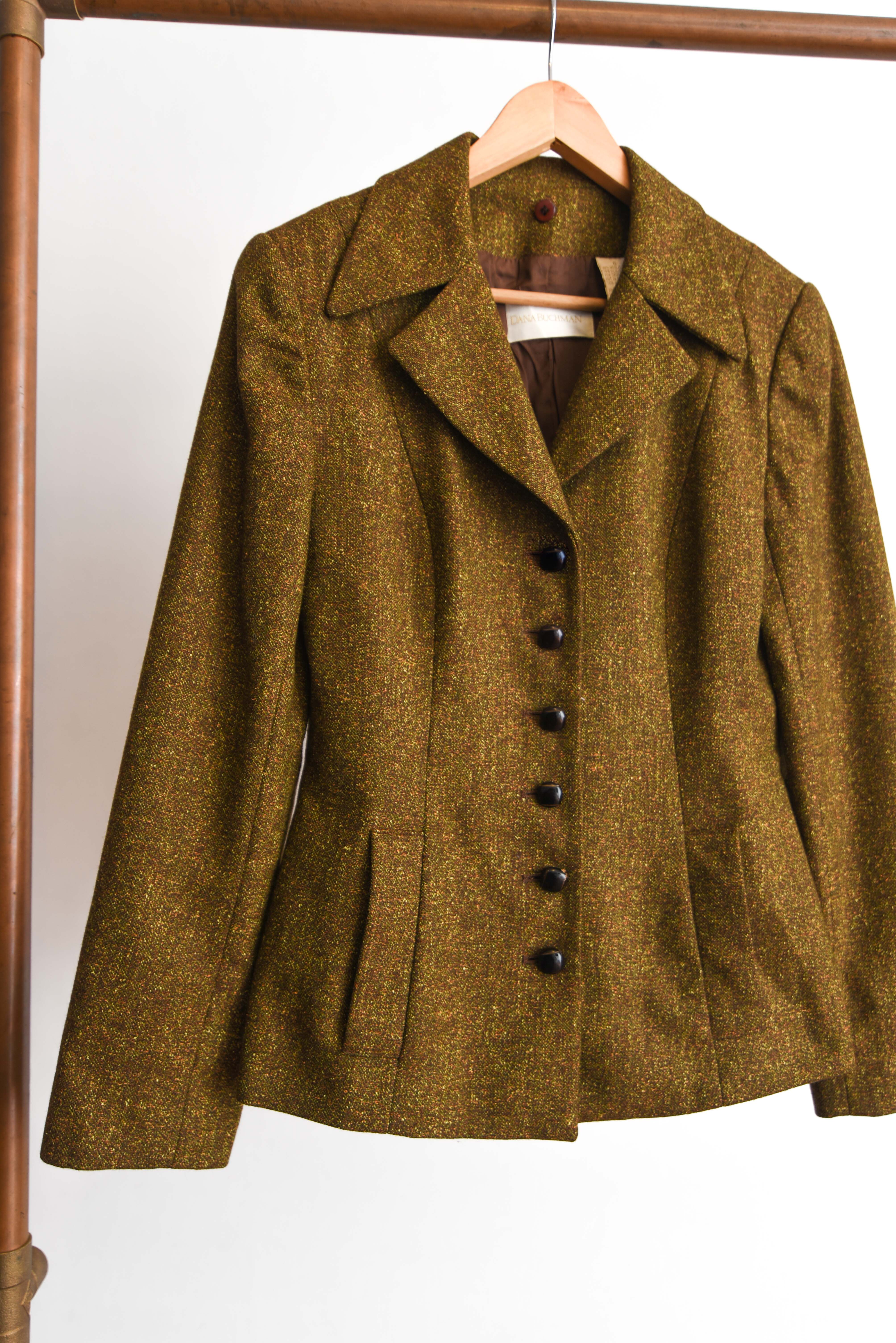 Chaqueta verde lana y seda vntg