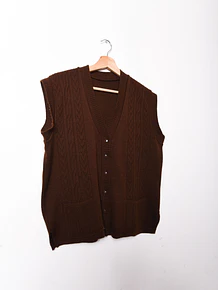Sweater vest café trenzado vintage