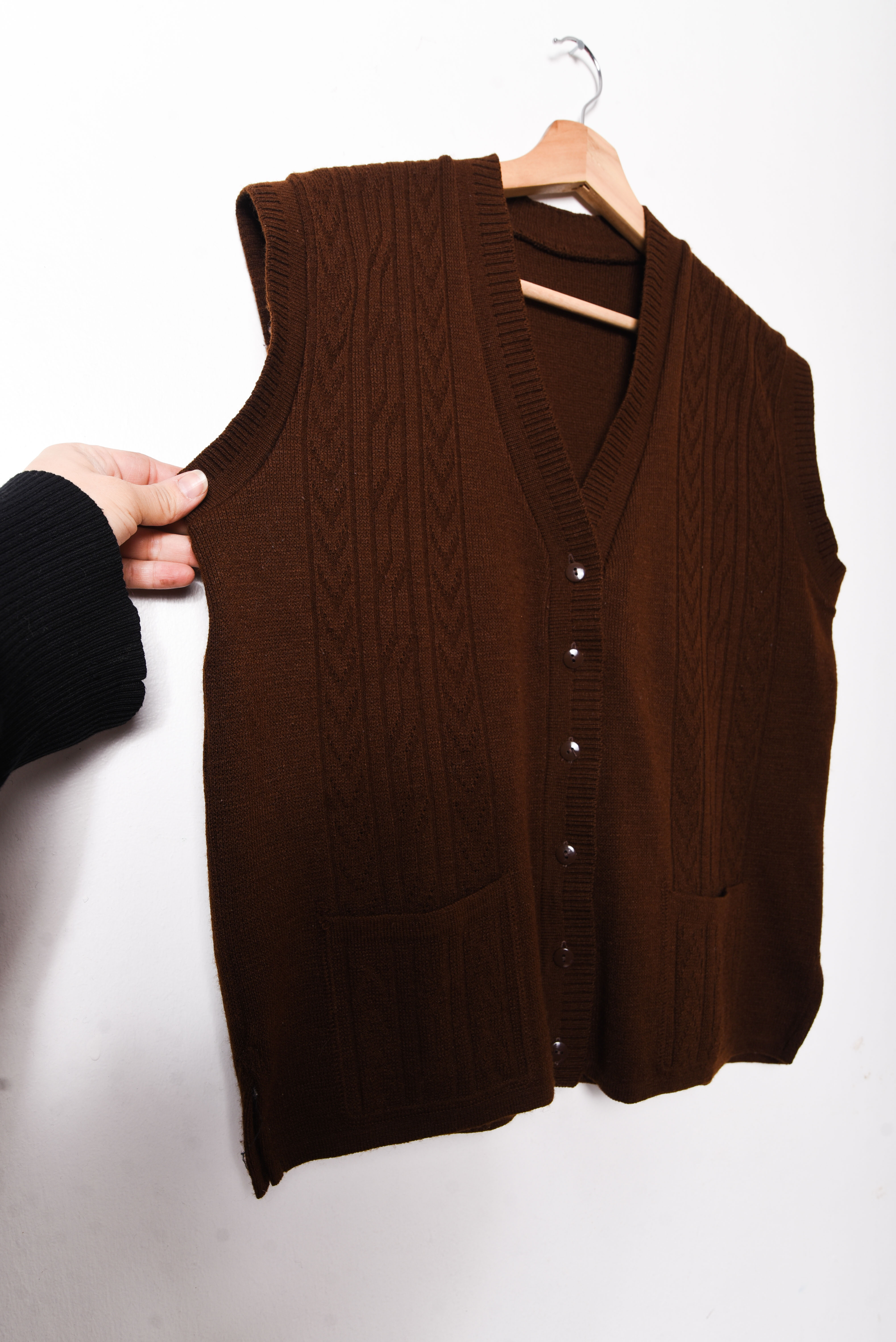 Sweater vest café trenzado vintage